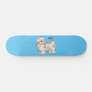Havanese dog cartoon illustration skateboard