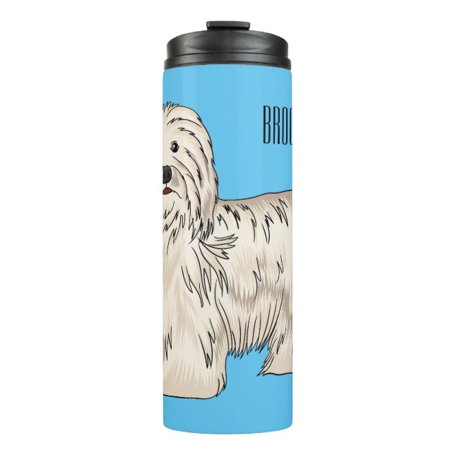 Havanese dog cartoon illustration thermal tumbler (Front)