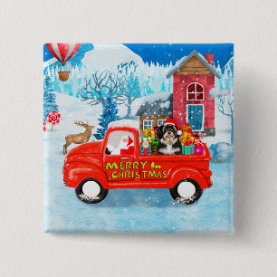 Havanese Dog Christmas Delivery Truck Snow  2 Inch Square Button