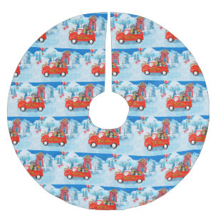 Havanese Dog Christmas Delivery Truck Snow Brushed Polyester Tree Skirt