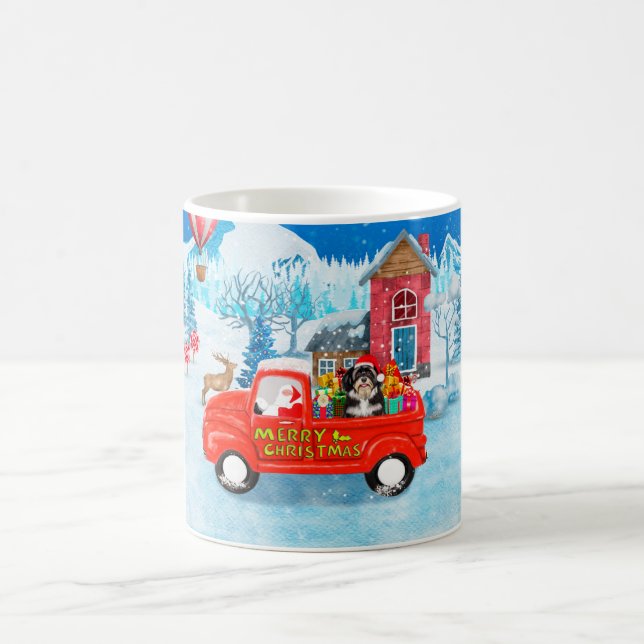 Havanese Dog Christmas Delivery Truck Snow Coffee Mug (Center)