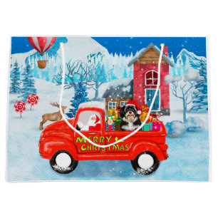 Havanese Dog Christmas Delivery Truck Snow Large Gift Bag