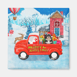 Havanese Dog Christmas Delivery Truck Snow Magnet