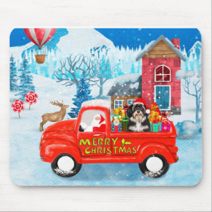 Havanese Dog Christmas Delivery Truck Snow  Mouse Pad