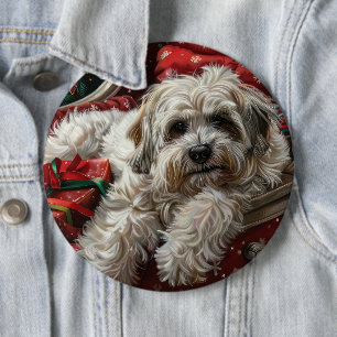 Havanese Dog Christmas Festive 6 Inch Round Button