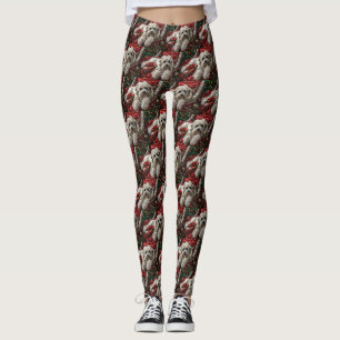 Havanese Dog Christmas Festive Leggings