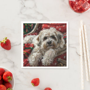 Havanese Dog Christmas Festive Napkin