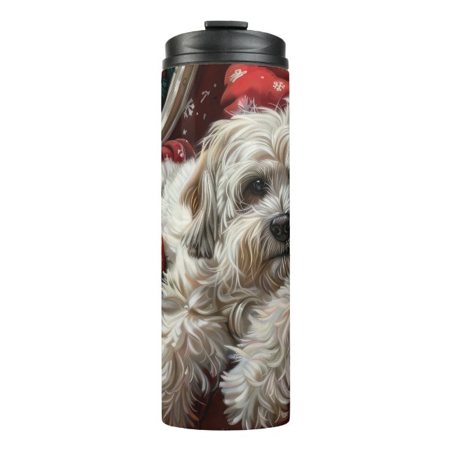 Havanese Dog Christmas Festive Thermal Tumbler (Front)