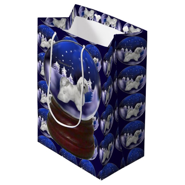 Havanese Dog Christmas Medium Gift Bag (Front Angled)