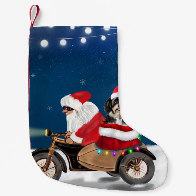Havanese Dog Christmas Santa Claus  Small Christmas Stocking (Front)