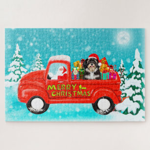 Havanese Dog Christmas Santa Delivery Truck Jigsaw Puzzle