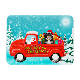Havanese Dog Christmas Santa Delivery Truck Magnet