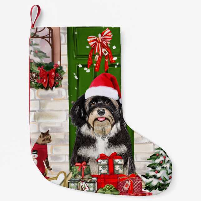 Havanese Dog Christmas Small Christmas Stocking (Front)