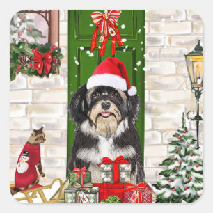 Havanese Dog Christmas   Square Sticker