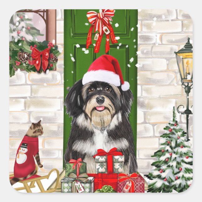 Havanese Dog Christmas   Square Sticker (Front)