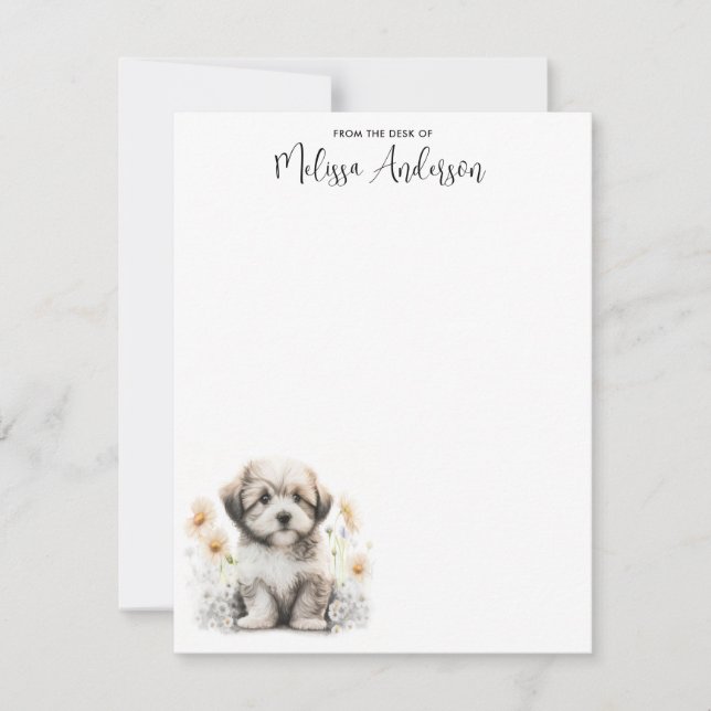 Havanese Dog Cute Puppy Personalized Watercolor Card (Front)