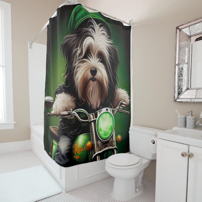 Havanese Dog Driving Bike St. Patrick's Day (In Situ)