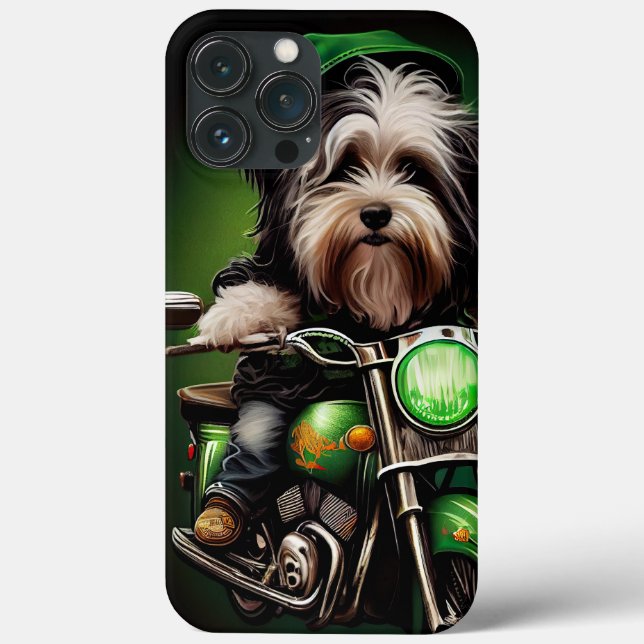 Havanese Dog Driving Bike St. Patrick's Day Case-Mate iPhone Case (Back)