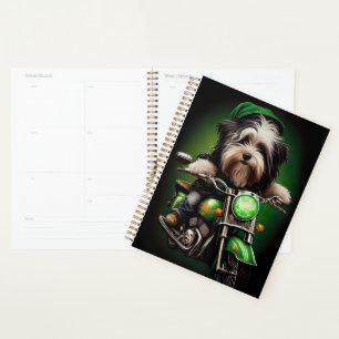 Havanese Dog Driving Bike St. Patrick's Day Planner