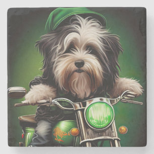 Havanese Dog Driving Bike St. Patrick's Day Stone Coaster