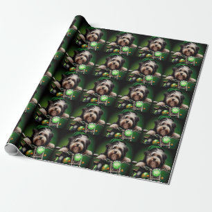 Havanese Dog Driving Bike St. Patrick's Day Wrapping Paper