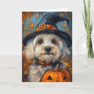 Havanese Dog Halloween Holiday Card