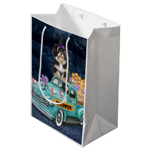 Havanese Dog Halloween Truck Scary Night Medium Gift Bag