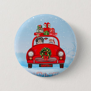 Havanese Dog In Car With Santa Claus  2 Inch Round Button