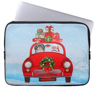 Havanese Dog In Car With Santa Claus  Laptop Sleeve