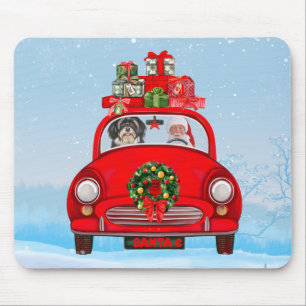 Havanese Dog In Car With Santa Claus  Mouse Pad
