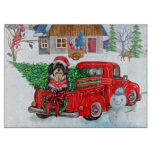 Havanese Dog In Christmas Delivery Truck Snow  Cutting Board