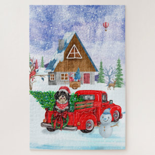 Havanese Dog In Christmas Delivery Truck Snow Jigsaw Puzzle