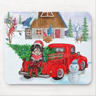 Havanese Dog In Christmas Delivery Truck Snow Mouse Pad
