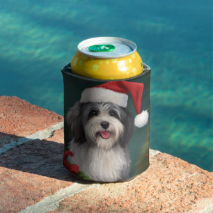 Havanese Dog in Snow Christmas Can Cooler