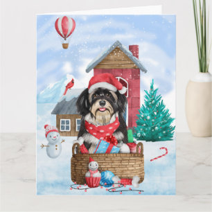 Havanese Dog In snow Christmas Dog House Card