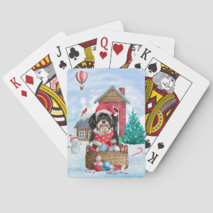 Havanese Dog In snow Christmas Dog House  Playing Cards