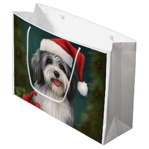 Havanese Dog in Snow Christmas Large Gift Bag