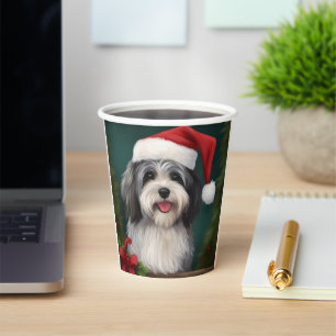 Havanese Dog in Snow Christmas Paper Cups