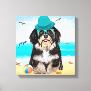 Havanese Dog on Beach Canvas Print