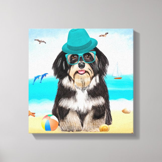 Havanese Dog on Beach Canvas Print (Front)