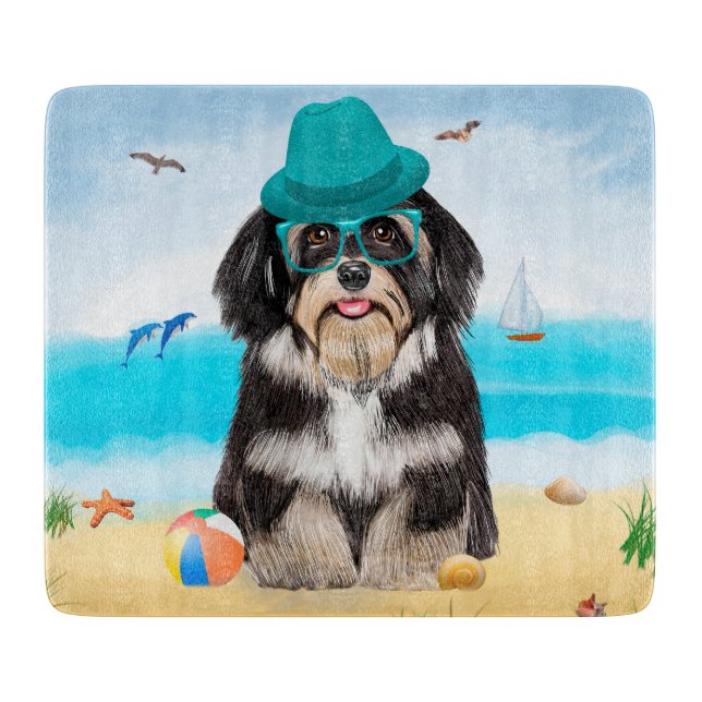Havanese Dog on Beach Cutting Board (Front)