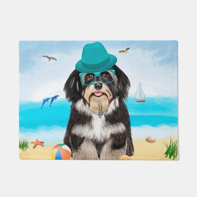 Havanese Dog on Beach Doormat (Front)