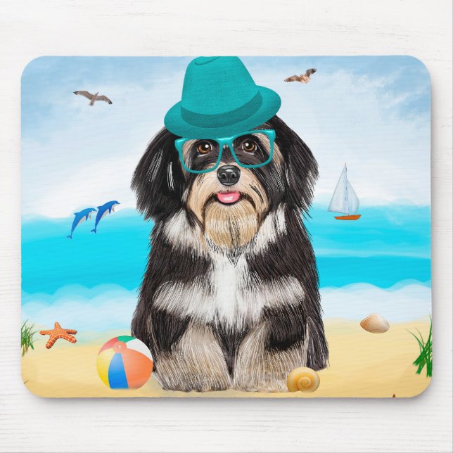 Havanese Dog on Beach Mouse Pad (Front)