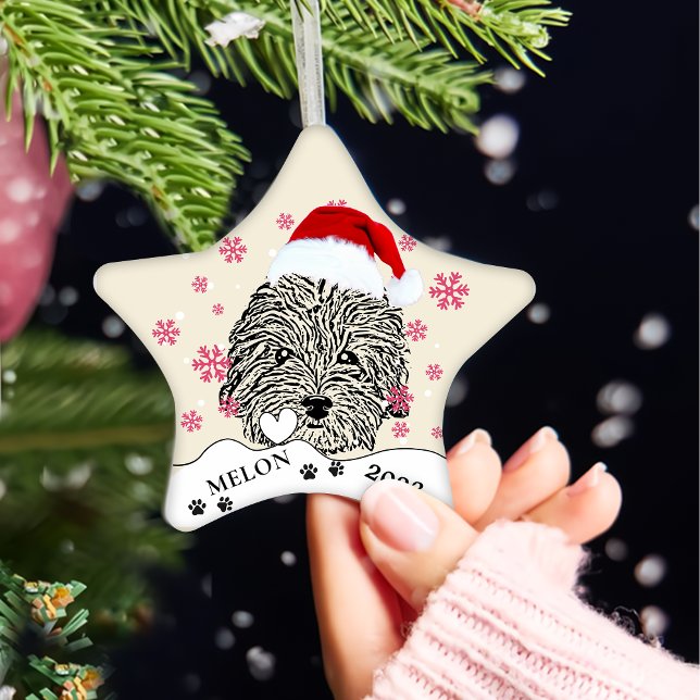 Havanese Dog Personalized Hand Drawing Ceramic Ornament (Creator Uploaded)