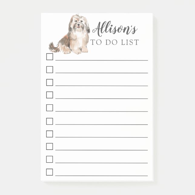 Havanese Dog Personalized To Do List Post-it Notes (Front)