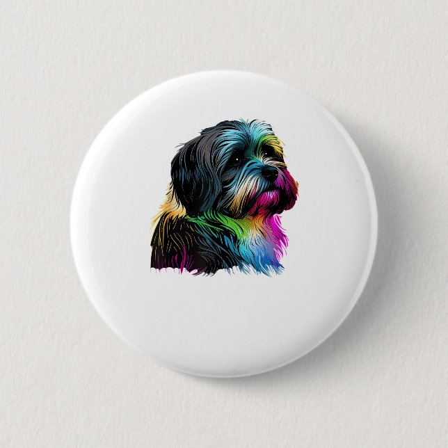 Havanese Dog Pop Art Design Havanese Lovers  2 Inch Round Button (Front)