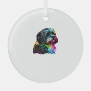 Havanese Dog Pop Art Design Havanese Lovers Glass Ornament