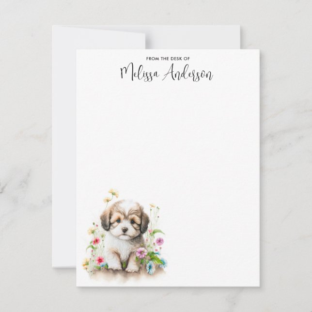 Havanese Dog Puppy Watercolor Cute Personalized  Card (Front)
