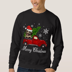 Havanese Dog Riding Red Truck Christmas Decoration Sweatshirt