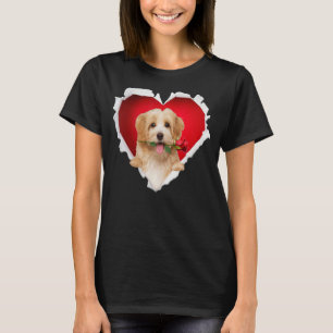 Havanese Dog Rose Heart Valentines Day Couple Men T-Shirt